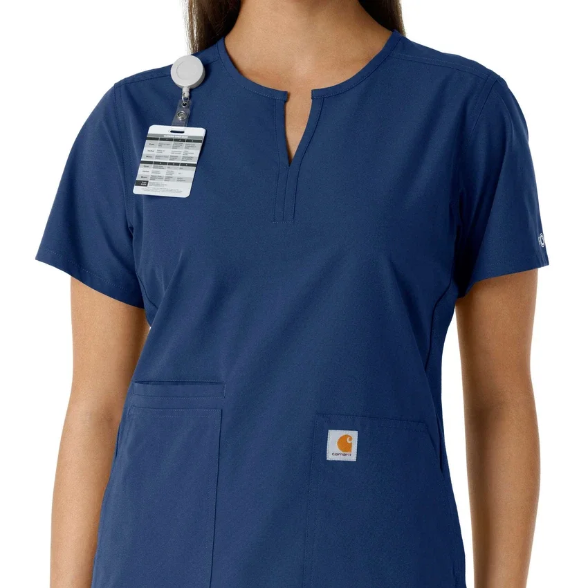 Women's Force Essentials Notch Neck Tunic Knit Panel Scrub Top