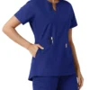 Women's Force Essentials Notch Neck Tunic Knit Panel Scrub Top
