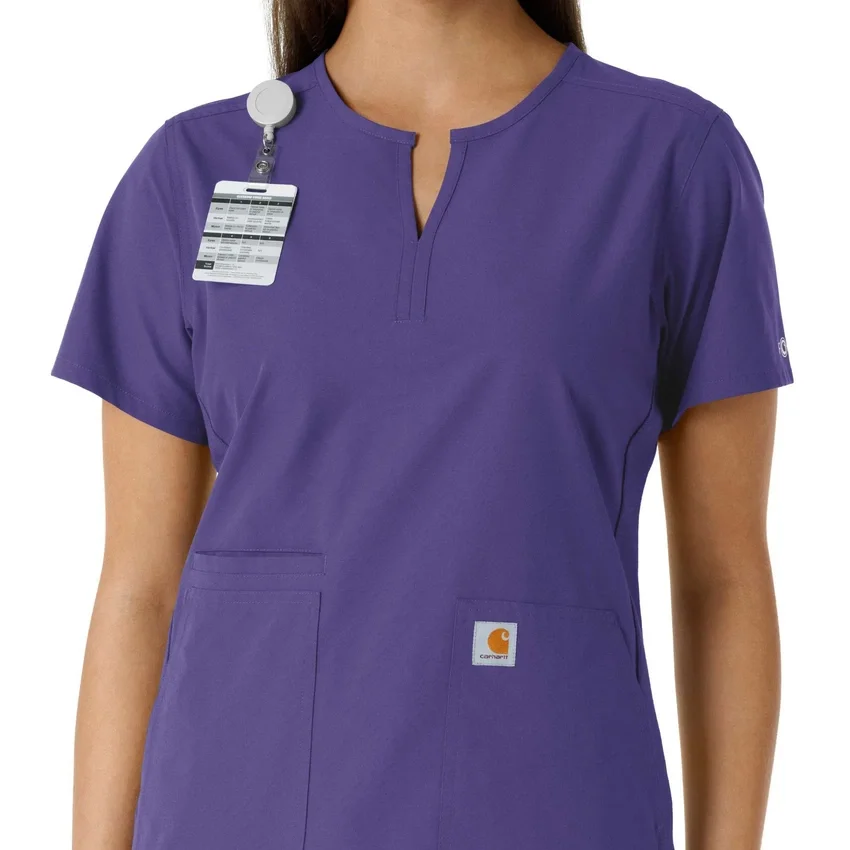 Women's Force Essentials Notch Neck Tunic Knit Panel Scrub Top