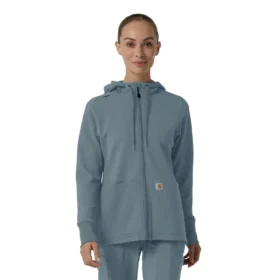 Women's Full Zip Waffle Scrub Hoodie