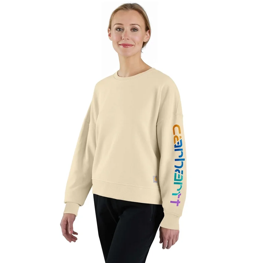 Women's Lightweight Tencel Loose Fit Graphic Sleeve Sweatshirt