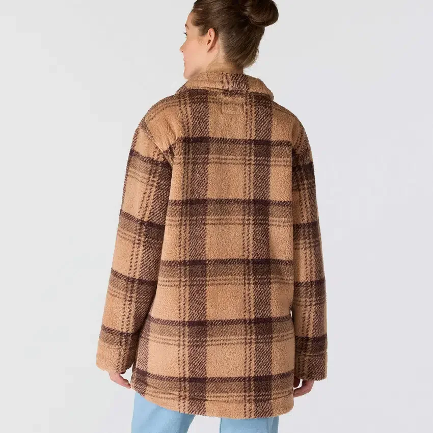 Women's Loose Fit Plaid Fleece Jacket