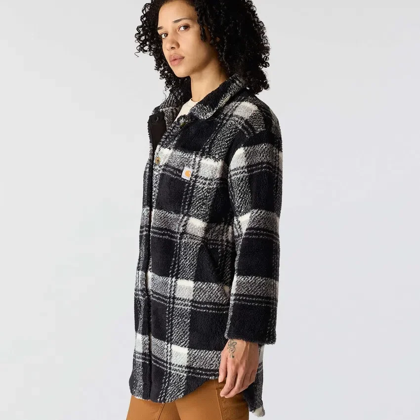 Women's Loose Fit Plaid Fleece Jacket