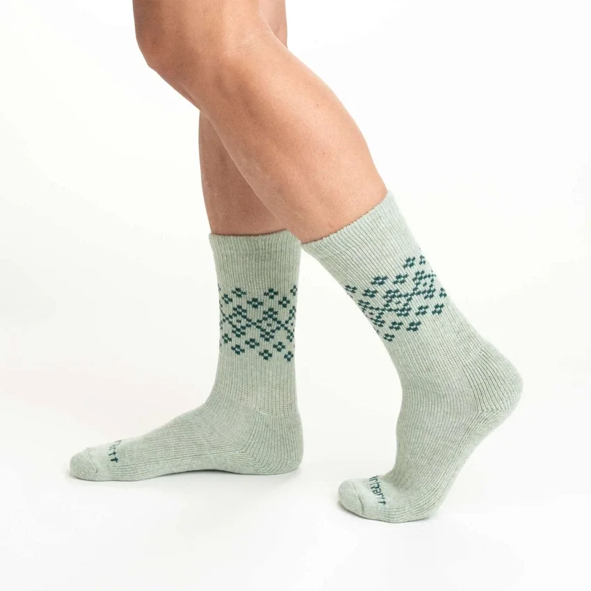 Women's Midweight Synthetic-Wool Blend Fairisle Crew Sock 2-Pack