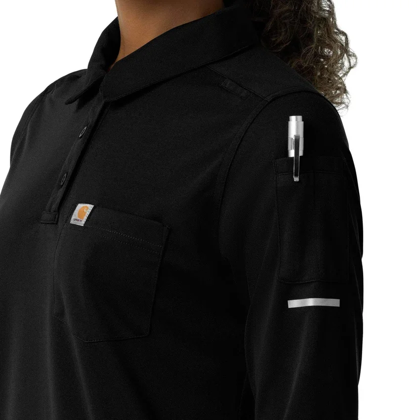Women's Rugged Flex® Rscu Heavyweight Long Sleeve Polo Scrub Top