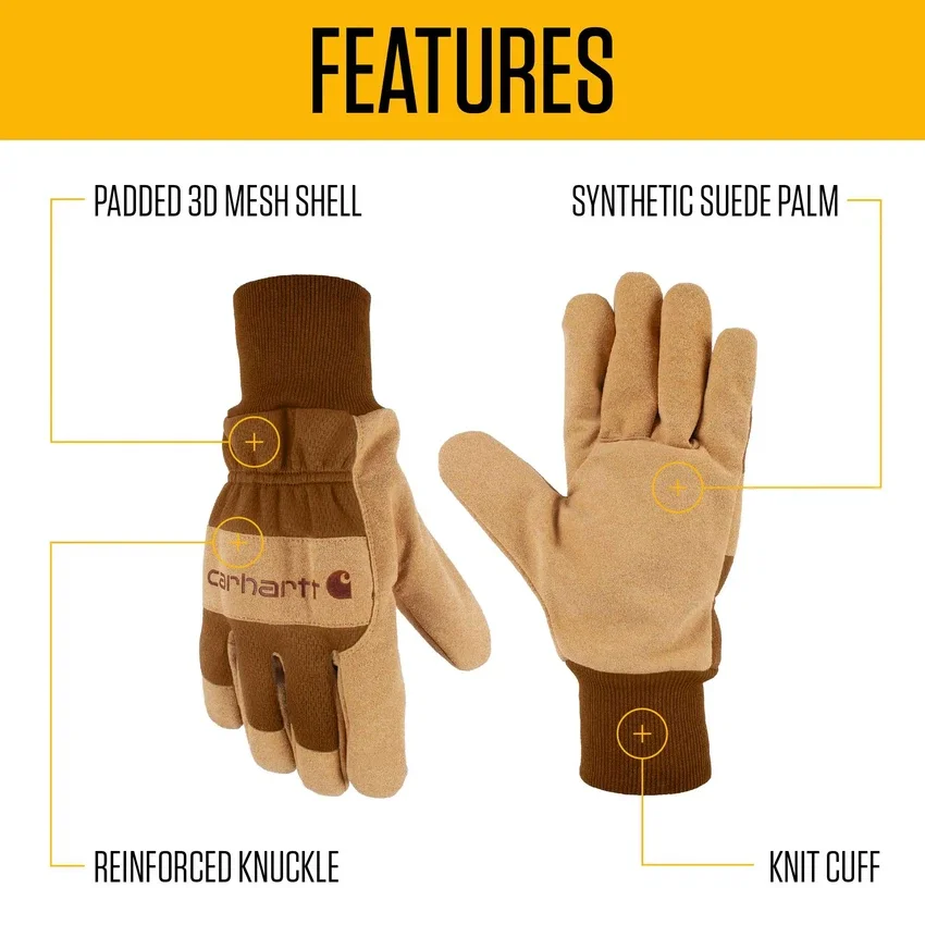 Women's Synthetic Suede Knit Cuff Glove