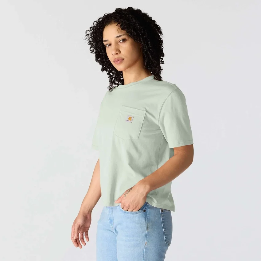 Women's Tencel Loose Fit Lightweight Crewneck Pocket T-Shirt