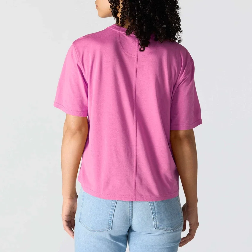 Women's Tencel Loose Fit Lightweight Crewneck Pocket T-Shirt