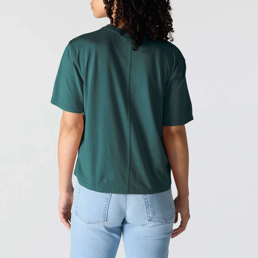 Women's Tencel Loose Fit Lightweight Crewneck Pocket T-Shirt