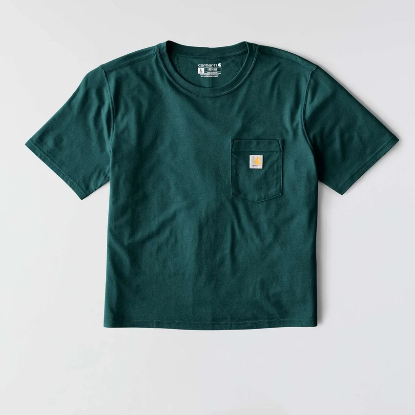 Women's Tencel Loose Fit Lightweight Crewneck Pocket T-Shirt