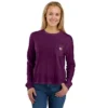 Women's Tencel Loose Fit Long Sleeve Crewneck Pocket T-Shirt