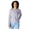 Women's Tencel Loose Fit Long Sleeve Crewneck Pocket T-Shirt