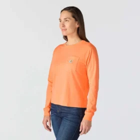 Women’s Tencel Loose Fit Long Sleeve Crewneck Pocket T-Shirt