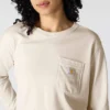 Women's Tencel Loose Fit Long Sleeve Crewneck Pocket T-Shirt