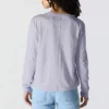 Women's Tencel Loose Fit Long Sleeve Crewneck Pocket T-Shirt