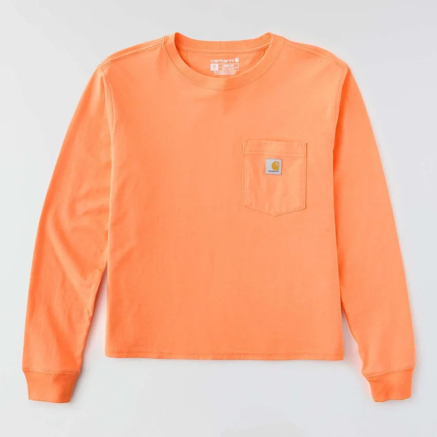 Women's Tencel Loose Fit Long Sleeve Crewneck Pocket T-Shirt