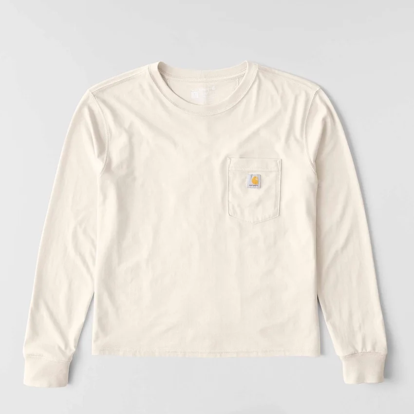 Women's Tencel Loose Fit Long Sleeve Crewneck Pocket T-Shirt