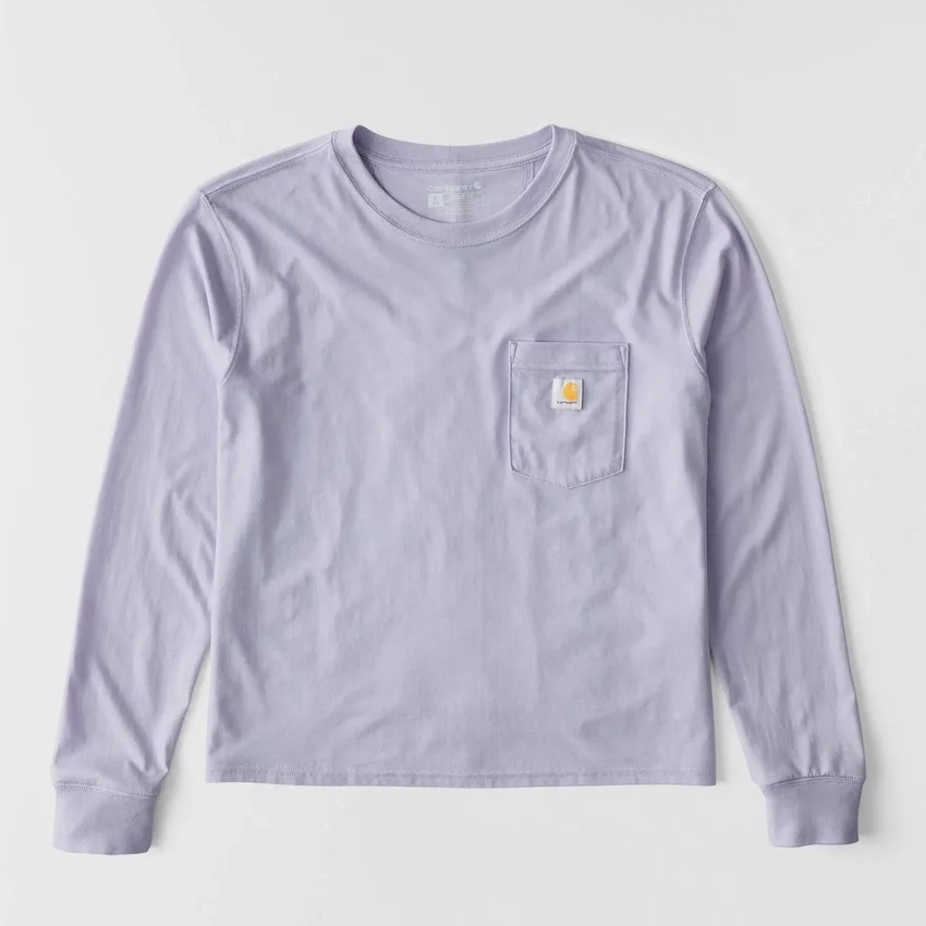 Women's Tencel Loose Fit Long Sleeve Crewneck Pocket T-Shirt