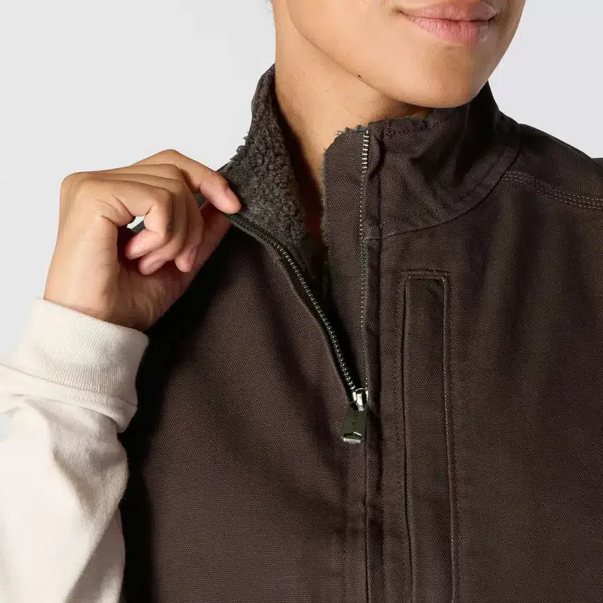Women's Washed Duck Sherpa-Lined Mock Neck Vest