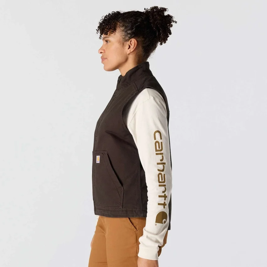 Women's Washed Duck Sherpa-Lined Mock Neck Vest